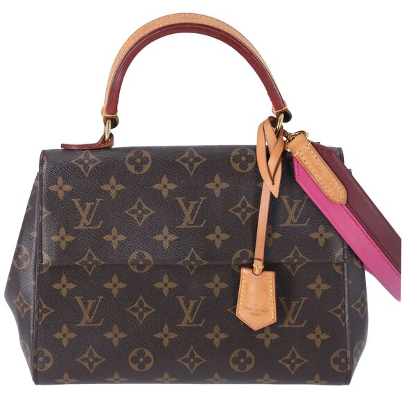 Louis Vuitton Monogram Cluny BB Flap Satchel Bordeaux Fuchsia Brown